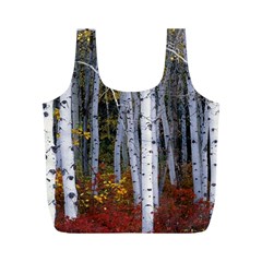 White Birch Trees Autumn Full Print Recycle Bag (m) by Perong