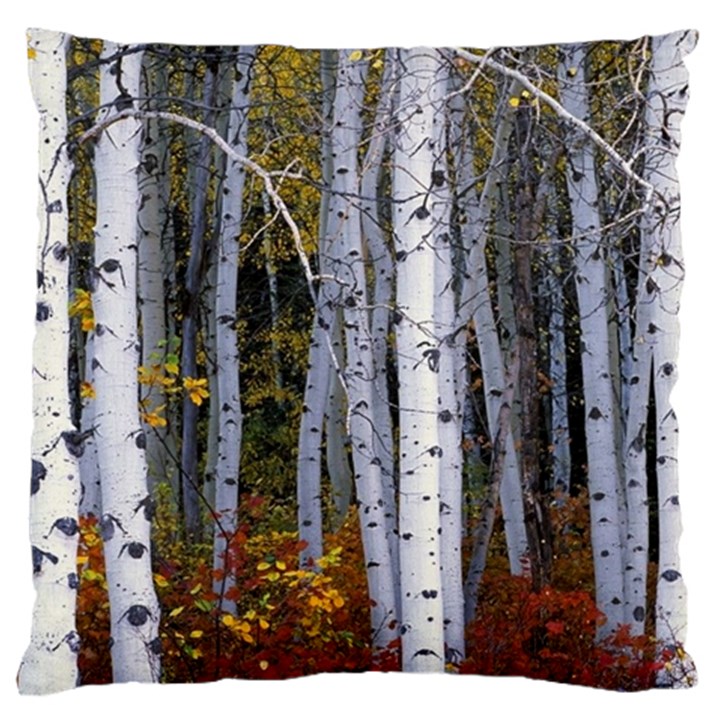 White Birch Trees Autumn Large Premium Plush Fleece Cushion Case (One Side)