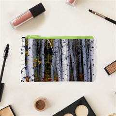 White Birch Trees Autumn Cosmetic Bag (xs) by Perong