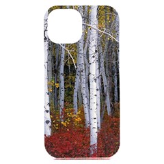 White Birch Trees Autumn Iphone 15 Plus Black Uv Print Pc Hardshell Case by Perong