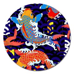 Koi Fish Traditional Japanese Art Magnet 5  (round) by Perong