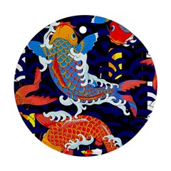 Koi Fish Traditional Japanese Art Round Ornament (two Sides) by Perong