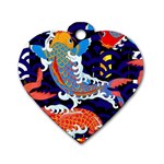 Koi Fish Traditional Japanese Art Dog Tag Heart (One Side) Front