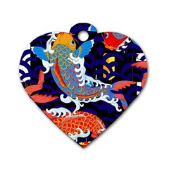 Koi Fish Traditional Japanese Art Dog Tag Heart (two Sides) by Perong