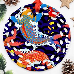 Koi Fish Traditional Japanese Art Ornament (round Filigree)