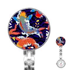 Koi Fish Traditional Japanese Art Stainless Steel Nurses Watch by Perong