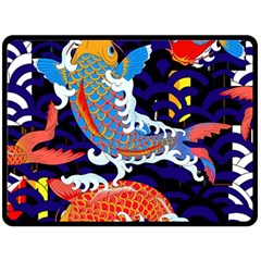 Koi Fish Traditional Japanese Art Two Sides Fleece Blanket (large) by Perong