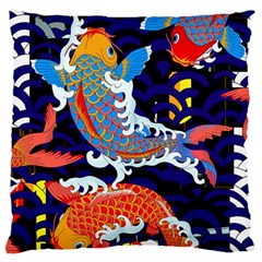 Koi Fish Traditional Japanese Art Large Premium Plush Fleece Cushion Case (one Side) by Perong