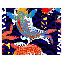 Koi Fish Traditional Japanese Art Two Sides Premium Plush Fleece Blanket (teen Size) by Perong