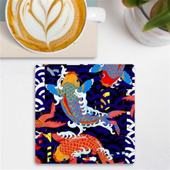 Koi Fish Traditional Japanese Art Uv Print Square Tile Coaster  by Perong