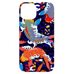 Koi Fish Traditional Japanese Art Iphone 14 Black Uv Print Case by Perong