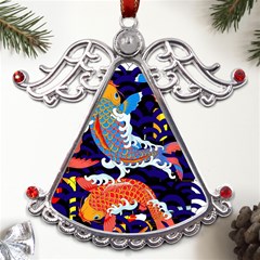 Koi Fish Traditional Japanese Art Metal Angel With Crystal Ornament