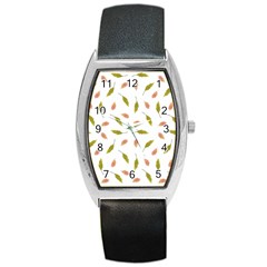 Leaves Pattern Seamless Texture Barrel Style Metal Watch by Perong