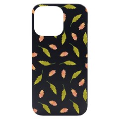 Leaves Pattern Seamless Texture Iphone 14 Pro Max Black Uv Print Case by Perong