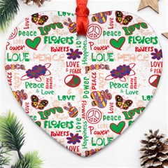 Power Love Pattern Texture Seamless Peace Ornament (heart)