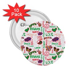 Power Love Pattern Texture Seamless Peace 2 25  Buttons (10 Pack)  by Perong