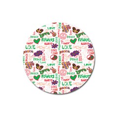 Power Love Pattern Texture Seamless Peace Magnet 3  (Round)