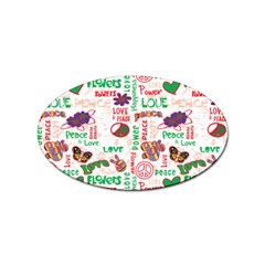 Power Love Pattern Texture Seamless Peace Sticker Oval (100 pack)