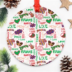 Power Love Pattern Texture Seamless Peace Round Ornament (two Sides)