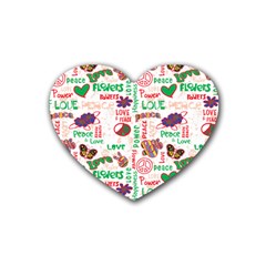 Power Love Pattern Texture Seamless Peace Rubber Coaster (Heart)