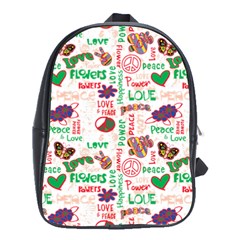 Power Love Pattern Texture Seamless Peace School Bag (Large)