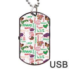 Power Love Pattern Texture Seamless Peace Dog Tag USB Flash (Two Sides)