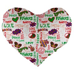 Power Love Pattern Texture Seamless Peace Large 19  Premium Heart Shape Cushions