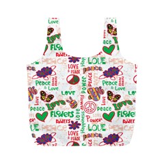 Power Love Pattern Texture Seamless Peace Full Print Recycle Bag (M)