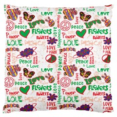 Power Love Pattern Texture Seamless Peace Large Premium Plush Fleece Cushion Case (one Side) by Perong