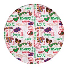 Power Love Pattern Texture Seamless Peace Round Glass Fridge Magnet (4 pack)