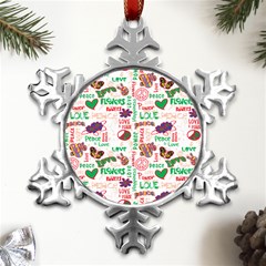 Power Love Pattern Texture Seamless Peace Metal Small Snowflake Ornament