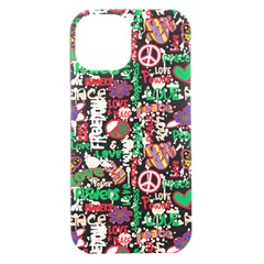 Power Love Pattern Texture Seamless Peace Iphone 15 Plus Black Uv Print Pc Hardshell Case