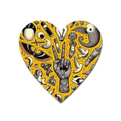 Yellow Template Design Heart Magnet