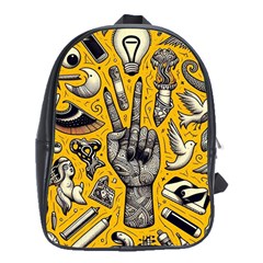 Yellow Template Design School Bag (xl) by Perong