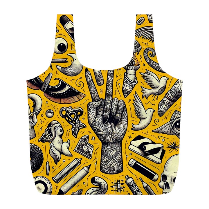 Yellow Template Design Full Print Recycle Bag (L)