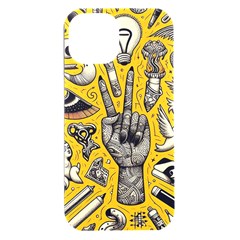 Yellow Template Design Iphone 15 Plus Black Uv Print Pc Hardshell Case