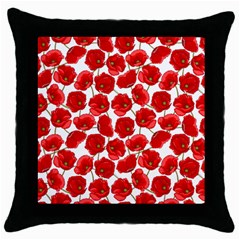 Flower Poppies Plant Petal Throw Pillow Case (black) by Perong