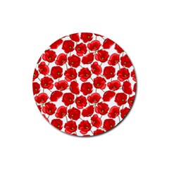 Flower Poppies Plant Petal Rubber Coaster (round) by Perong