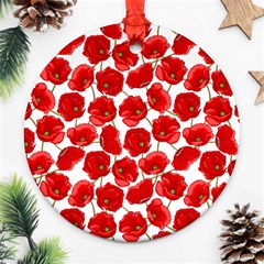 Flower Poppies Plant Petal Round Ornament (two Sides)