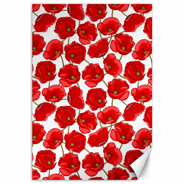 Flower Poppies Plant Petal Canvas 12  x 18 