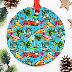 Summer Pattern Seamless Round Ornament (two Sides)