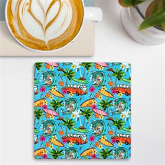 Summer Pattern Seamless Uv Print Square Tile Coaster  by Perong