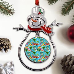 Summer Pattern Seamless Metal Snowman Ornament