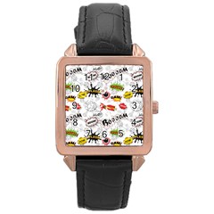 Pattern Seamless Texture Cartoon Rose Gold Leather Watch  by Perong