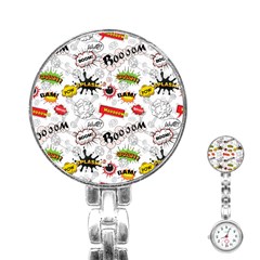 Pattern Seamless Texture Cartoon Stainless Steel Nurses Watch by Perong