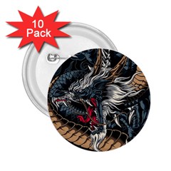 Dragon Snake Legend Japanese Mythology 2 25  Buttons (10 Pack)  by Perong