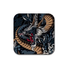 Dragon Snake Legend Japanese Mythology Rubber Coaster (square) by Perong