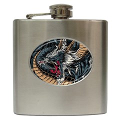 Dragon Snake Legend Japanese Mythology Hip Flask (6 Oz) by Perong