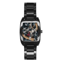 Dragon Snake Legend Japanese Mythology Stainless Steel Barrel Watch by Perong