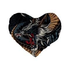 Dragon Snake Legend Japanese Mythology Standard 16  Premium Flano Heart Shape Cushions by Perong